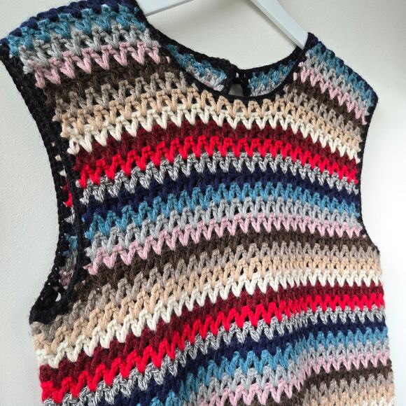 Proche Studio NEW Baby Alpaca Crochet Knit Sleeveless Tunic Sweater Top Large - Picture 3 of 8